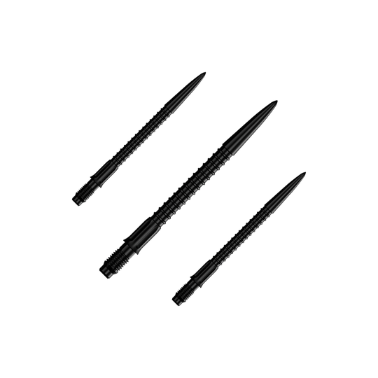 Punte per freccette Mission R2.5 Rapid Point GV1 - Nere Ein Set schwarzer Dartspitzen ist abgebildet. Die Spitzen sind für Darts und 30 mm lang.