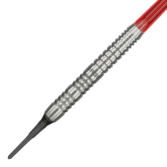 Gruppo bersaglio O 12 freccette morbide Abgebildet ist das Target Group O 12 Softdarts Set. Die Darts werden aus einer anderen Ansicht gezeigt.