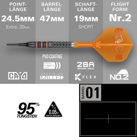 Target freccette morbide Raymond Van Barneveld 95K - 20 g Target freccette morbide Raymond Van Barneveld 95K - 20 g