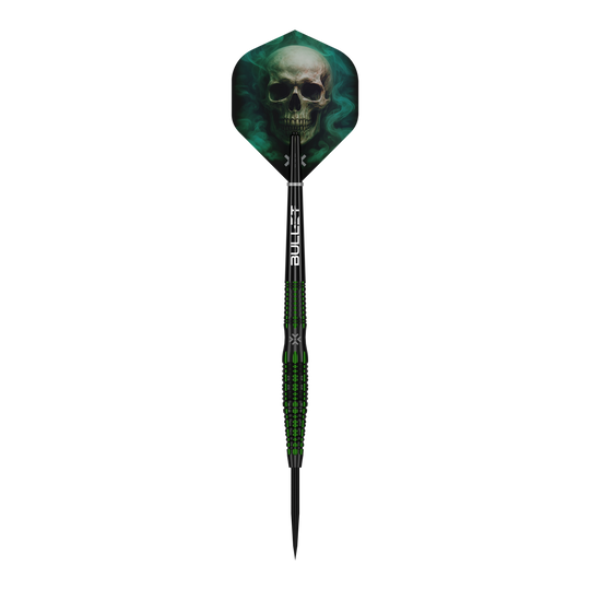 Bullet Poison dardi in acciaio Das Bild zeigt einen einzelnen Bullet Poison Steeldart. Dieses Produkt bietet hochwertige Verarbeitung für Dartspieler.