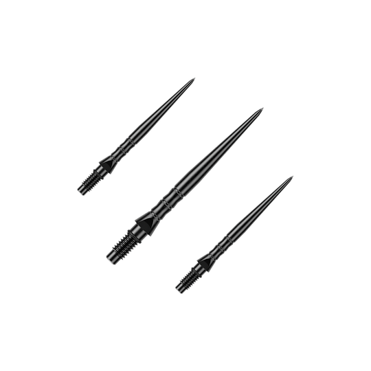 Punte per freccette in acciaio Winmau Switch Point Wave - nere Das Bild stellt ein Set schwarzer Steeldartspitzen in der Länge von 26 mm dar. Dieses Set ist für Steeldartspieler gedacht.