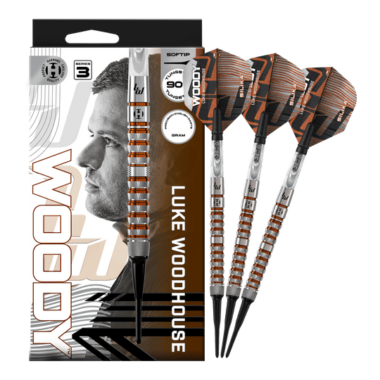 Freccette morbide Luke Woodhouse Series 3 di Harrow - 18 g Abbildung der Harrows Luke Woodhouse Series 3 Softdarts - 18g. Die Darts werden vollständig dargestellt.
