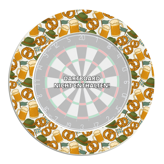 Cornice per freccette del McDart Beer Festival Dieses Bild stellt das McDart Bierfest Dartboard Surround dar. Es schützt die Wand beim Dartspielen und ist im Bierfest-Design gestaltet.