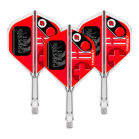 Voli standard Target K-Flex Press Start n. 2 Auf dem Bild ist ein Set Flights für Darts mit dem Namen 410585 Target K-Flex PressStart No2 Standard 19mm zu erkennen. Es ist ein Produkt zur Ausstattung von Dartpfeilen.