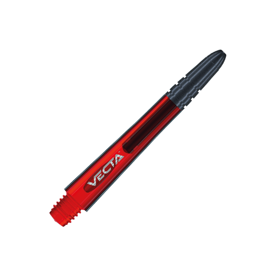 Das Bild zeigt einen Winmau Vecta Shaft in der Farbe Rot. Der Schaft ist elegant gestaltet und trägt die Aufschrift "VECTA".