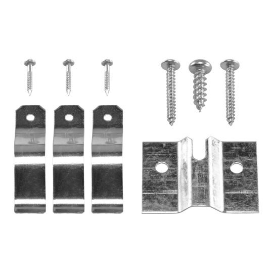 Kit di fissaggio a parete per bersaglio per freccette Winmau Ein Befestigungsset für eine Dartscheibe ist abgebildet. Das Produkt ist für die Wandmontage geeignet.