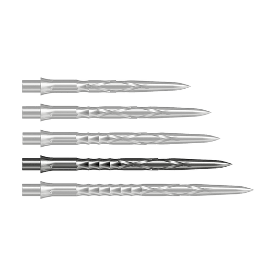 Auf dem Bild ist eine Caliburn Evo System Steeldartspitze HAN G2 in Silber und 36 mm Länge zu sehen. Sie ist speziell für Steeldarts geeignet.