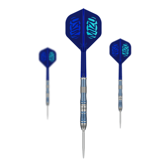 Freccette in acciaio con punta svizzera Target Japan Mizu Series 02 Gezeigt werden die Target Japan Mizu Series 02 Swiss Point Steeldarts. Diese Steeldarts sind Teil der japanischen Mizu Serie von Target.