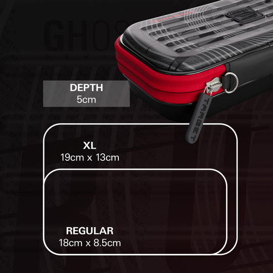 Custodia per freccette Stephen Bunting della serie Ghost di Takoma Das Bild zeigt das Takoma Ghost Series Stephen Bunting Dartcase. Es handelt sich um ein Dart-Etui, das für Stephen Bunting entworfen wurde.