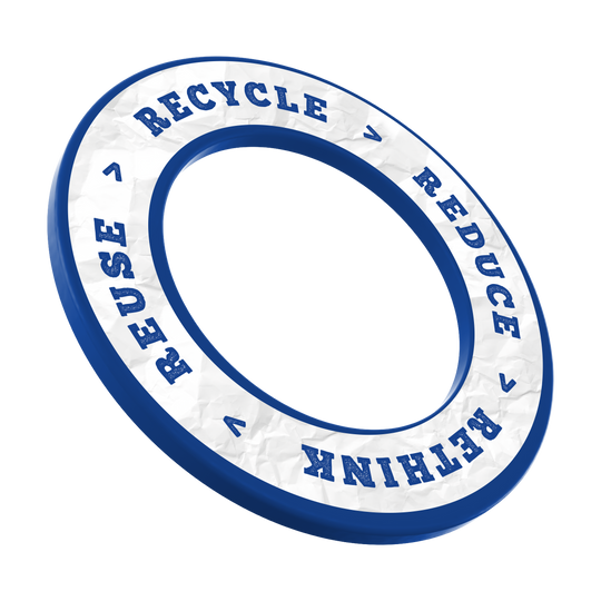 Auf dem Bild ist das Produkt DBS-RRRR3_Surround_Recyle_Reuse_Reduce_Rethink_Blau_3 zu sehen. Es dürfte ein umweltfreundlicher Artikel in blauer Farbe sein.