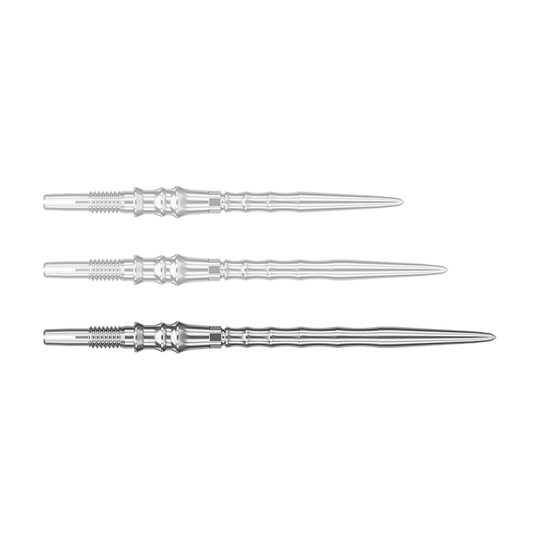Punte per freccette Target Japan Premium Swiss Point - Argento Abgebildet ist eine einzelne silberne SwissPoint-Dartspitze mit einer Länge von 40 mm. Die Spitze gehört zur Target Japan Premium Serie.