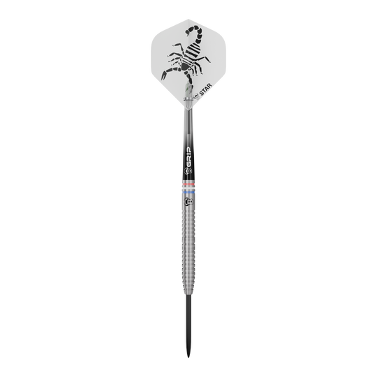 Das Bild zeigt Bulls Challenger Kendji Steinbach Steeldarts - 23g. Diese Steeldarts bieten Präzision und Qualität im Spiel.