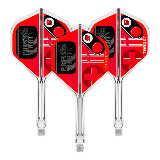 Voli standard Target K-Flex Press Start n. 2 Foto von 410586_Target_K-Flex_PressStart_No2_Standard_Flights_26mm_1Set. Es handelt sich wahrscheinlich um ein Set von Dart Flights.