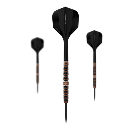 Freccette in acciaio Harrows Tungsten Trinity Quick Point Das Bild zeigt die Harrows Wolfram Trinity Quick Point Steeldarts. Ein Satz Steeldarts mit moderner Optik ist abgebildet.