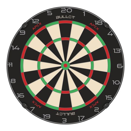Bersaglio per freccette in acciaio Bullet Apex Abgebildet ist das Bullet Apex Steeldartboard. Das Produkt wird deutlich dargestellt.