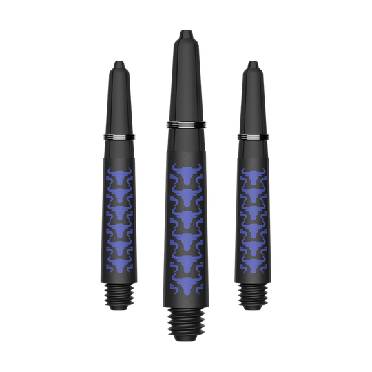 Aste in carbonio Bulls NL Capo - Blu Zu sehen sind BullsNL Capo Carbon Shafts in Blau, Größe Short 34mm. Das Produkt ist ein Set aus Kohlefaser-Dartschäften.