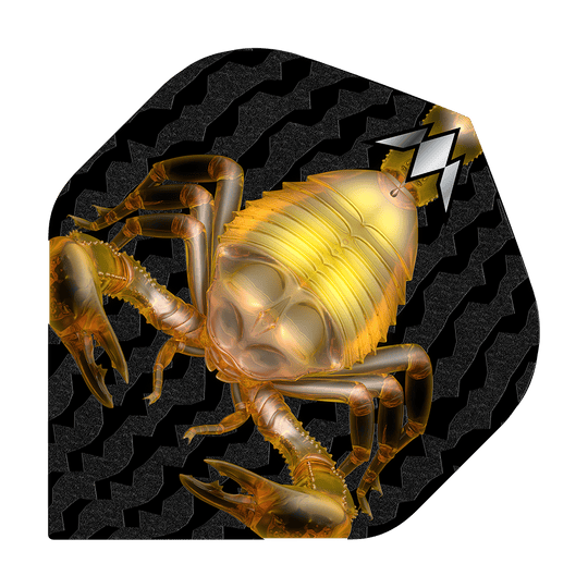 Missione Solo Scorpion No2 Voli Standard Das Bild zeigt das Produkt "Mission Solo Scorpion No2 Standard Flights" mit einer goldenen Skorpion-Grafik. Der Hintergrund ist schwarz mit einem wellenförmigen Muster.