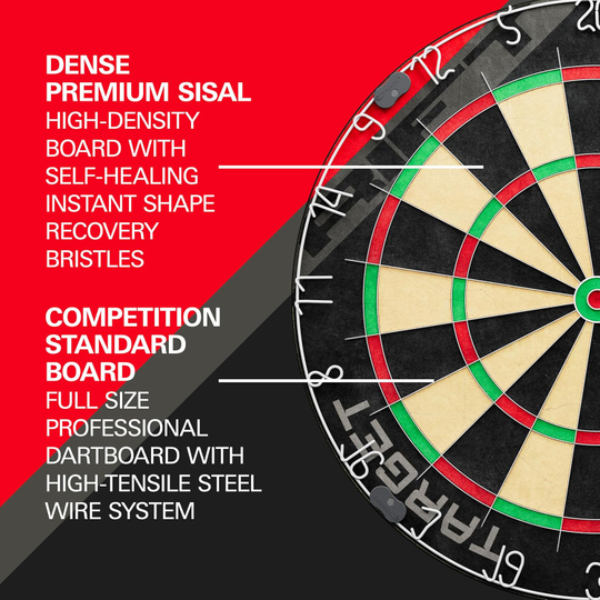 Set di bersagli per freccette in acciaio Target Rift Das Bild zeigt das Target Rift Steeldartboard Set. Das Set ist ideal für Dartspieler geeignet.