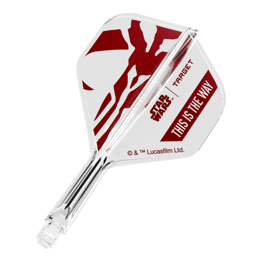 Set Target Star Wars K-Flex Mandalorian No2 Voli Standard Abgebildet ist ein Flight für Darts, inspiriert von Star Wars. Es handelt sich um das Modell 'K-Flex This Is The Way No2 Standard Flights' mit 19mm Größe.