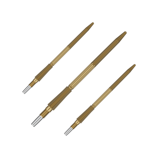 Punte per freccette Target Elysian Archetype 43 Swiss Point in acciaio - Oro Dieses Bild zeigt Dartspitzen in Gold, 42 mm lang, aus der Target Elysian Archetype 43 SwissPoint Serie. Die Dartspitzen sind einzeln dargestellt.