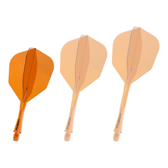 Sistema di alberi di volo a fusione Winmau n. 6 arancione neon Das Bild zeigt das Winmau Fusion Flight Shaft System No6 in der Farbe Neon Orange mit einer Länge von 22 mm. Es handelt sich um eine weitere Ansicht des Produkts.