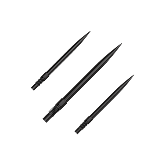 Punte per freccette Harrows Quick Point - Nere Das Bild zeigt das Produkt 'QP23974_Harrows_QuickPoint_Dartspitzen_Schwarz_30mm_1Set'. Es handelt sich um ein Set schwarzer Dartspitzen.