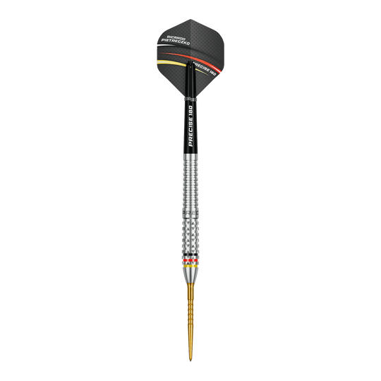 Freccette in acciaio di precisione Ricardo Pietreczko GEN1, numero 180 Hier ist ein Precise 180 Ricardo Pietreczko GEN1 Steeldart abgebildet. Der Dartpfeil ist für das Steeldartspiel konzipiert.