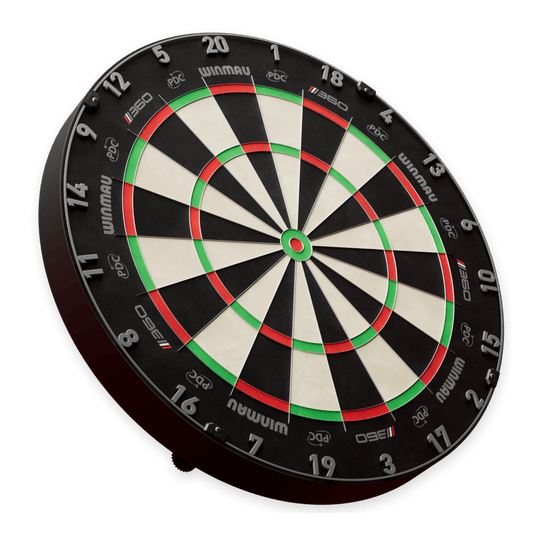 Zu sehen ist ein Dartboard aus der Nähe. Die Datei heißt '3060_Winmau_Blade_360_Steeldartboard_2b'.