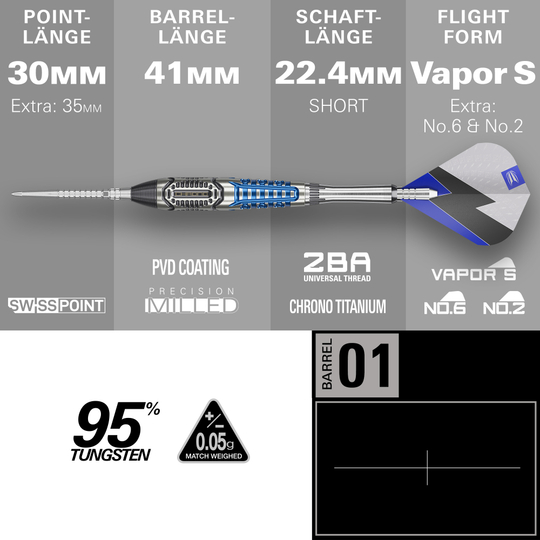 Freccette in acciaio Target Phil Taylor Power X Chrono Swiss Points