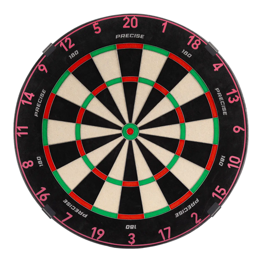 Bersaglio per freccette in acciaio Precise 180 Endorphine con anello numerato - Cyber Pink Das Precise 180 Endorphine Steeldartboard mit Nummernring in Cyber Pink ist auf dem Bild dargestellt. Es eignet sich perfekt für anspruchsvolle Dartspieler.