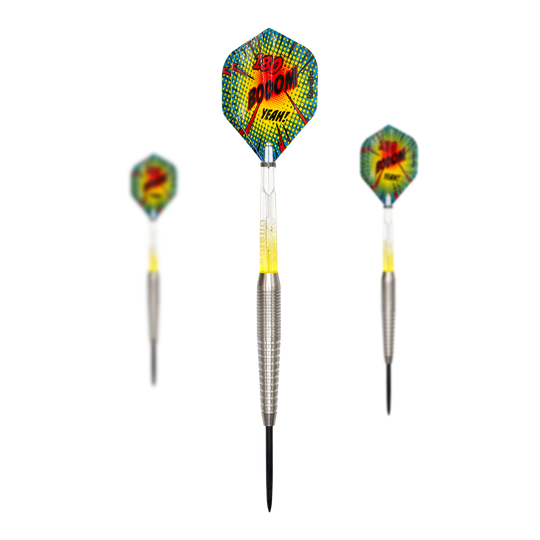 Freccette in acciaio Karella Comic Line CL-5 - 21 g Abgebildet wird das Set Karella Comic Line CL-5 Steeldarts - 21g. Das Set beinhaltet mehrere Steeldarts mit Comic-Motiv.