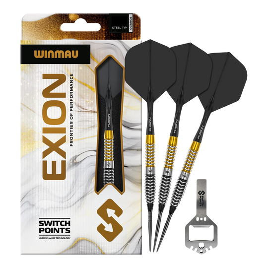 Punti di commutazione per siluri Winmau Exion Steeldarts Das Bild zeigt vermutlich Winmau Exion Torpedo Switch Points Steeldarts in voller Ansicht. Es handelt sich um ein Dartprodukt für Dartspieler.