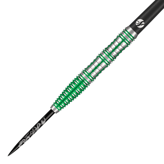 Abgebildet sind die Shot Alchemy Mythril Steeldarts. Sie sind für Präzision und gute Spielbarkeit bekannt.