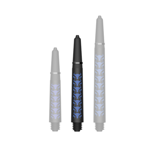 Aste in carbonio Bulls NL Capo - Blu Das Foto zeigt BullsNL Capo Carbon Shafts Blau Short 34mm. Es handelt sich um einen einzelnen Dart-Schaft aus Carbon.