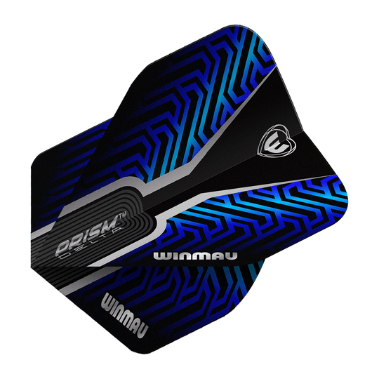 Voli standard Winmau Prism Delta Blue n. 2 Das Bild zeigt die Winmau Prism Delta Blue No2 Standard Flights. Die Flights haben ein modernes Design in Schwarz und Blau.