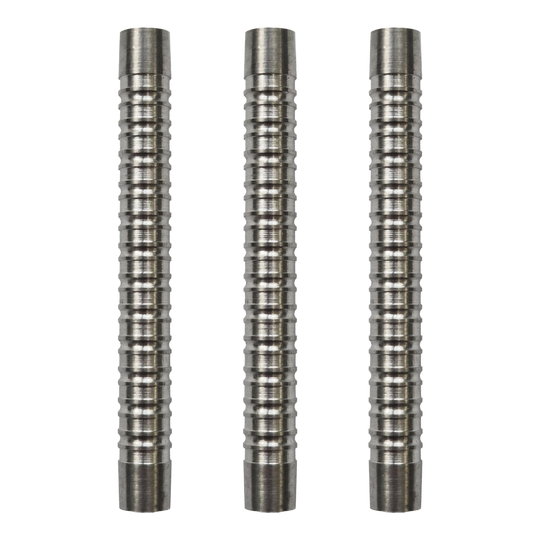 Bersagli morbidi McDart a doppio anello - 18 g Das Bild stellt ein Set von McDart Double Ring Softdart Barrels - 18g dar. Die Dart-Barrels sind zusammen in einer Reihe dargestellt.