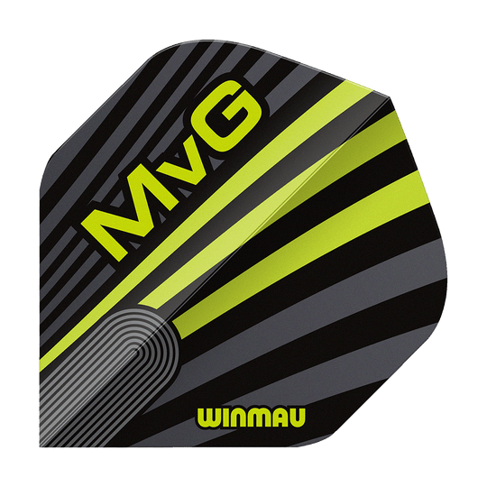 Voli standard Winmau Prism Delta MvG Grigio Verde No2 Das Bild zeigt Winmau Prism Delta MvG Grey Green No2 Standard Flights. Dart-Flights in grauer und grüner Farbe sind abgebildet.