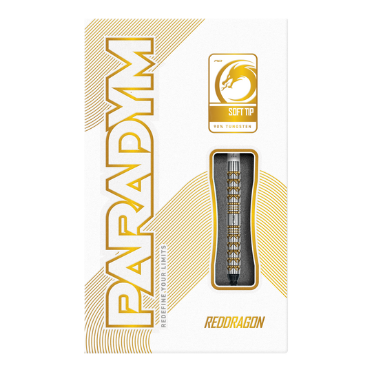 Freccette morbide parallele Red Dragon Paradym Gold - 20 g Hier sind die Red Dragon Paradym Gold Parallel Softdarts - 20g abgebildet. Sie zeigen elegante goldene Darts mit parallelem Schaft.