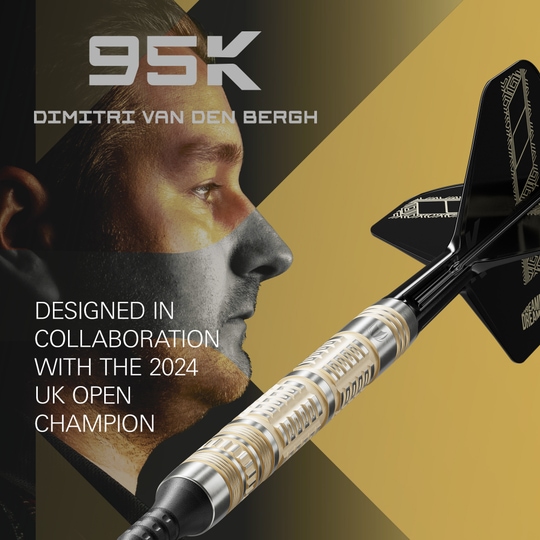 Freccette morbide Target Dimitri Van Den Bergh 95K - 19 g Gezeigt werden die Target Dimitri Van Den Bergh 95K Softdarts - 19g. Die Darts zeichnen sich durch ihr elegantes Design aus.