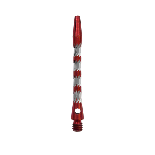 Aste in alluminio Bulls NL Minor - Rosse - 46 mm Bulls NL Minor Aluminium Shafts in Rot, 46 mm lang. Das Bild zeigt einen roten Aluminiumschaft für Dartpfeile.