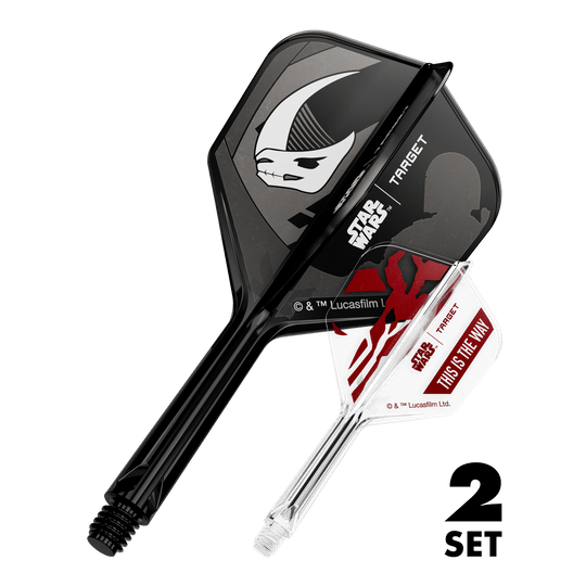 Set Target Star Wars K-Flex Mandalorian No6 Flights Bild zeigt das Produkt mit dem Dateinamen 410624_Target_StarWars_K-Flex_Mandalorian_2PackSet_No6_Flights_26mm_1. Die Grafik stellt vermutlich ein Star Wars Mandalorian Thema dar.