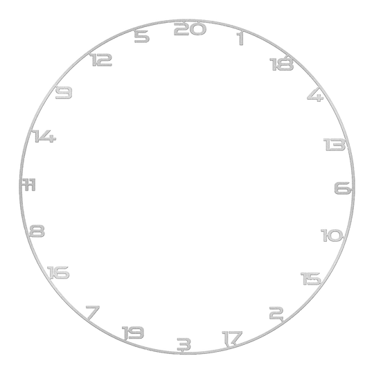 Das Bild zeigt einen Dartboard-Zahlenring in Silber. Der Zahlenring eignet sich zur Anzeige der Punktebereiche am Dartboard.