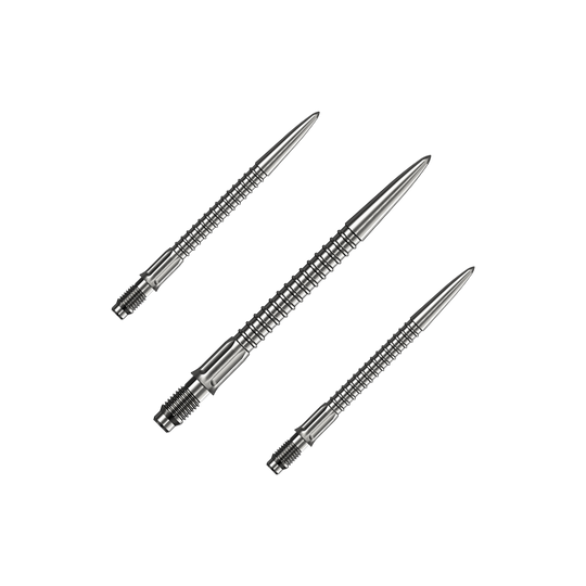 Punte per freccette Mission R2.5 Rapid Point GV1 - Argento Abgebildet ist ein Set Mission R25 Rapid Point GV1 Dartspitzen in Silber mit 30mm Länge. Das Set eignet sich als Zubehör für Dartspieler.