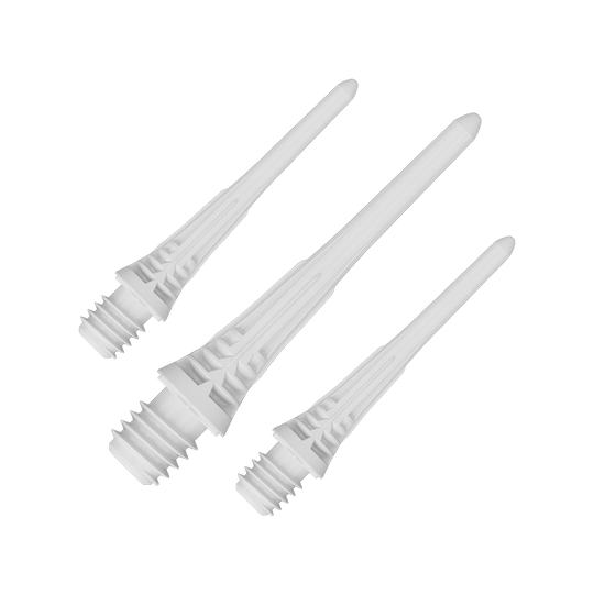 Target Cryo Soft Dart Tips Confezione da 30 - Bianco Target Cryo Softdartspitzen 30er Pack - Weiß werden einzeln dargestellt. Das Bild hebt die Form und die Farbe der Softdartspitzen hervor.