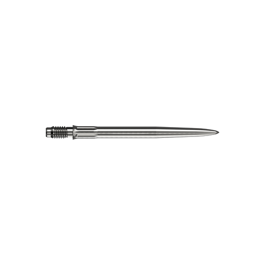 Punte per freccette Mission R2.5 Rapid Point SM1 - Argento Mehrere silberne Dartspitzen sind dargestellt. Es handelt sich um Mission R25 Rapid Point SM1 Dartspitzen mit 30mm Länge.