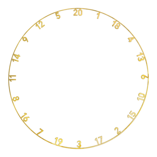 Anello con numero laser tagliato Precise 180 OnePiece Ein goldener Lasercut-Zahlenring für eine Dartscheibe wird dargestellt. Es handelt sich um das Modell Precise 180 OnePiece.