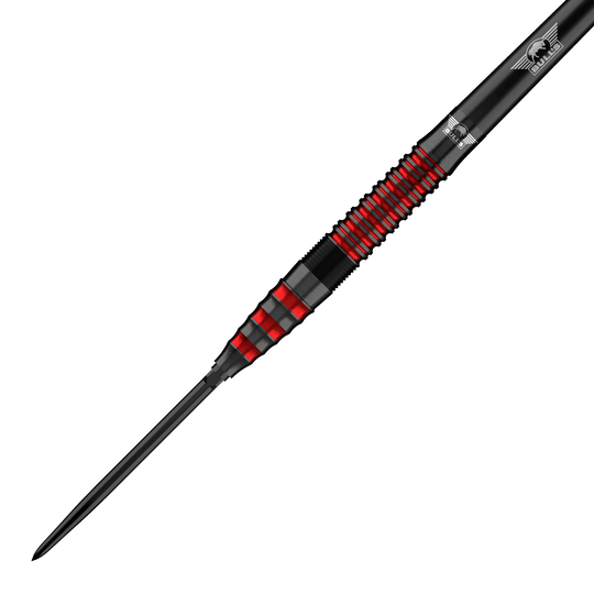 Gezeigt werden Bulls NL Florian Preis 90 Convertible Point Steeldarts. Das Set eignet sich für Darts-Spieler.