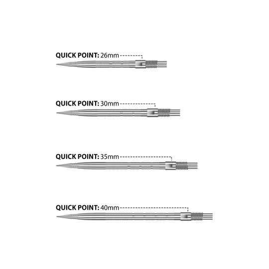 Punte per freccette Harrows Quick Point Micro Ridge - Argento Hier sind Harrows Quick Point Micro Ridge Dartspitzen in Silber zu sehen. Sie haben eine gerillte Oberfläche für besseren Halt.