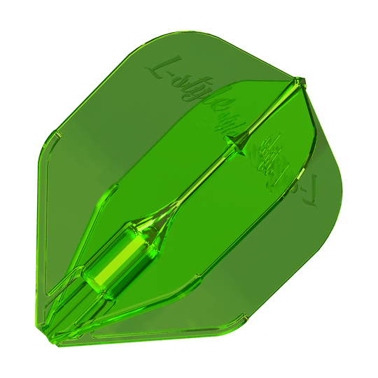 Alette Fantom L3EZ stile L verdi Das Bild zeigt ein grünes L-Style Fantom L3EZ Dart-Flight. Es hat eine glänzende, transparente Oberfläche und eine stabile Form.