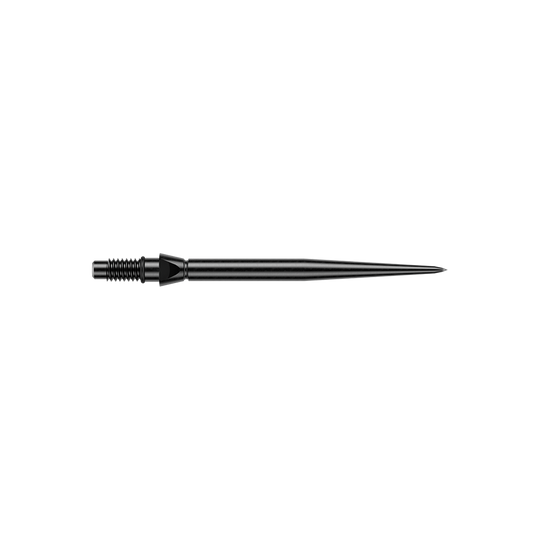 Punte per freccette in acciaio liscio Winmau Switch Point - Nero Gezeigt wird eine schwarze glatte Steeldartspitze von Winmau. Die Spitze hat eine Länge von 26mm.